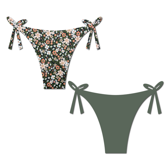 Midnight Meadow - Layla Reversible Tie Side Bikini Bottom
