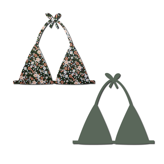 Midnight Meadow - Reversible Triangle Bikini Top